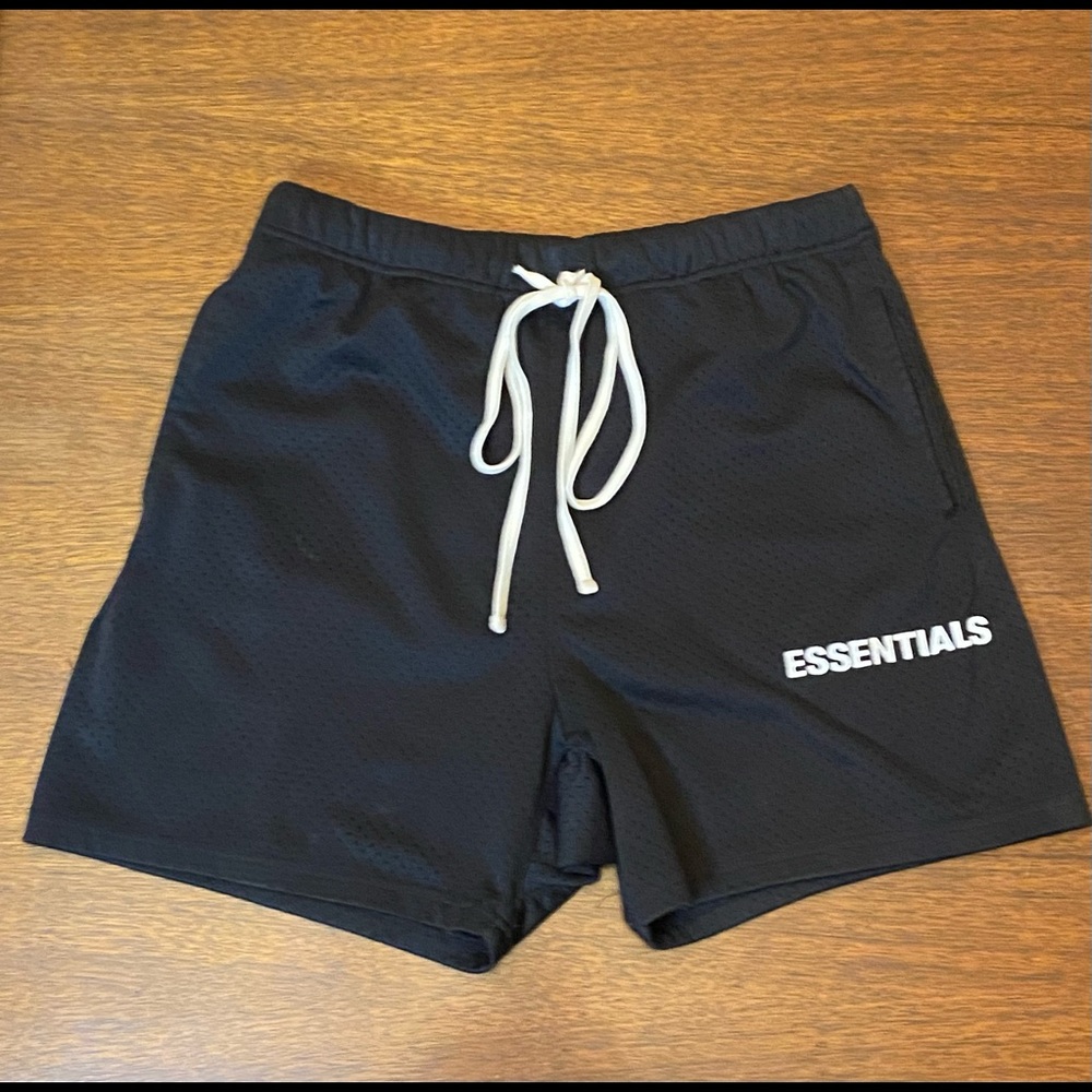 Fear of God Essentials Mesh Drawstring Shorts; Black, Size XS (Fit Like S/M)